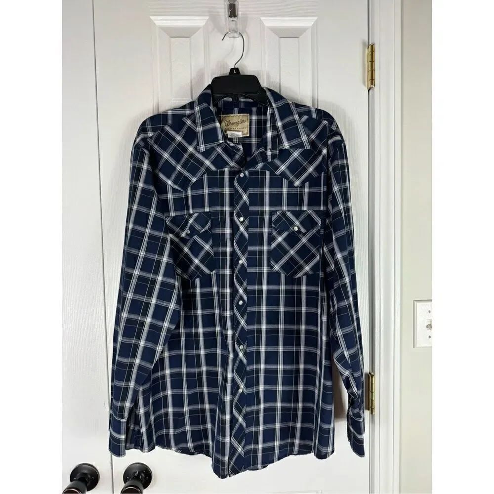 Wrangler Mens Pearl Snaps Button Front Shirt Size XL